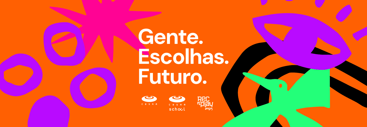 REC’n’Play 2025 Banner com identidade visual do CESAR e CESAR School para o REC'n'Play 2025